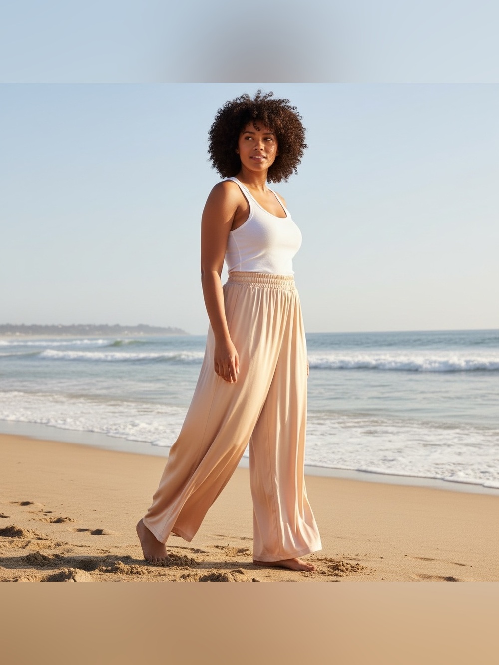 Luca + Grae Pleated Wide-Leg Pants Size L Beach Casual Vacation Flowy Lined